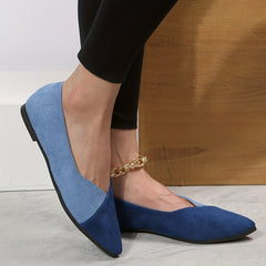 Colorblock Ballet Flats Pointed Toe Soft Sole Slip On Shoes