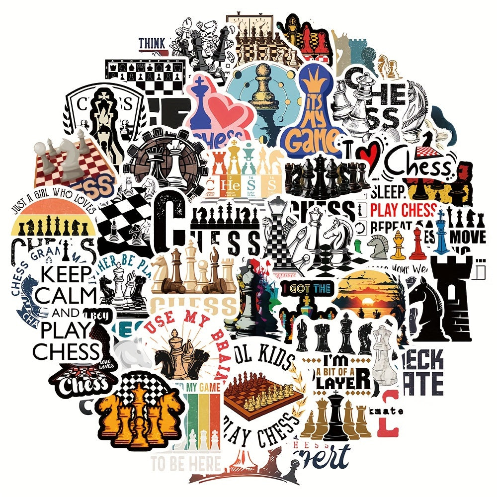 50pcs Cartoon Chessboard Stickers Creative Graffiti for Phone Cases & Suitcases