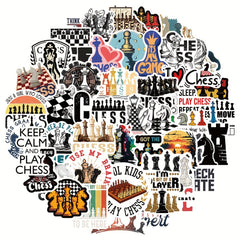 50pcs Cartoon Chessboard Stickers Creative Graffiti for Phone Cases & Suitcases