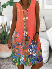 Floral Print Sleeveless Dress Casual Tank Dress for Spring & Summer