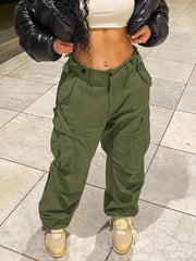 High Waist Cargo Pants Straight Leg Overalls Women