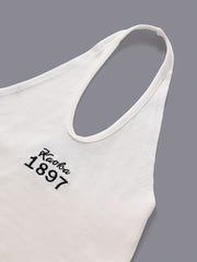 Embroidered Halter Top Sexy Crew Neck Summer Sleeveless Top