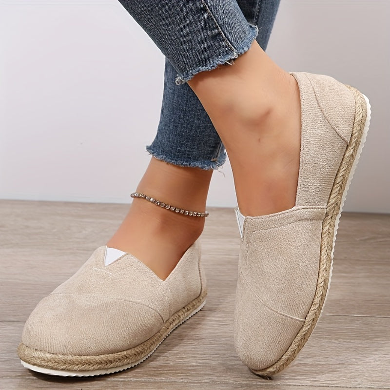 Women's Solid Flat Slip On Round Toe Espadrilles Casual Outdoor Shoes
