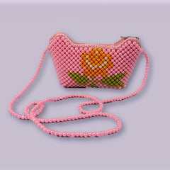 Kids' Flower Beaded Crossbody Bag and Coin Purse Set