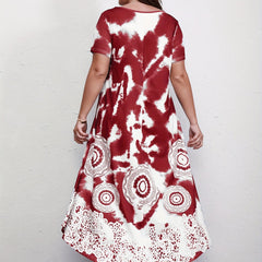 Flared Tie Dye Dress Short Sleeve