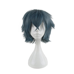 Men's 14 Inch Cyan Gray Anime Dress Up Wig