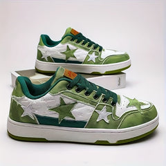 Men's Mesh Star Distressed Canvas Skate Shoes