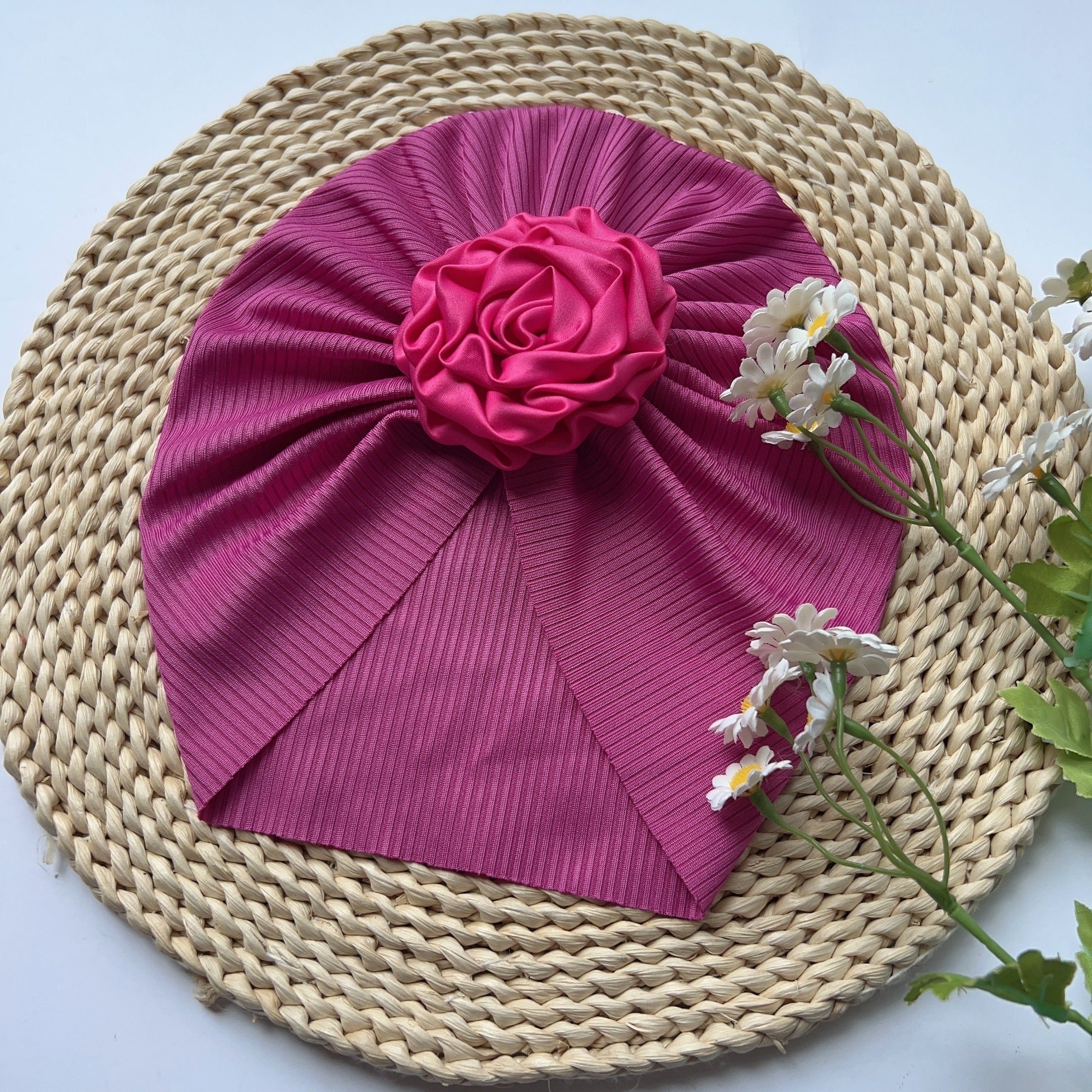 Baby Girls Flowers Decor Cap Soft Hair Wrap Head Accessories