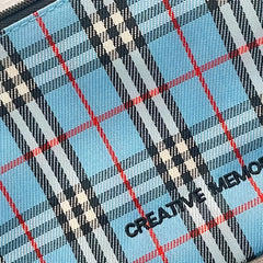 Men's Plaid Clutch Bag Business Card Zipper Coin Purse