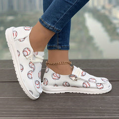 Women's Skateboard Shoes Baseball Pattern Flat Lace-up Skate Shoes