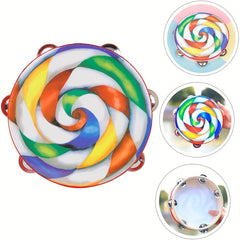 10" Lollipop Single Row Hand Rattle Drum - Griff Musical Instrument