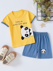 Boys Panda Outfit Shorts & T shirt Crew Neck Casual Summer Kids Clothes