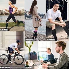 5 Pairs 15-20mmHg Striped Compression Socks for Men and Women