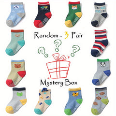 Boys Animal Print Striped Socks Non-slip Cotton Socks for Toddler