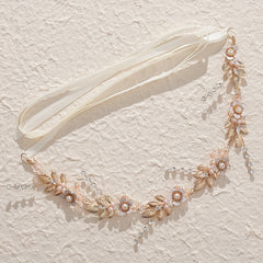 Crystal Wedding Headband for Women - Flower Leaves Headpiece