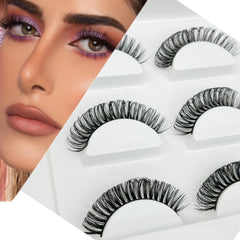 3 Pairs False Eyelashes 14mm D Curling Natural Thick Faux Mink Lashes