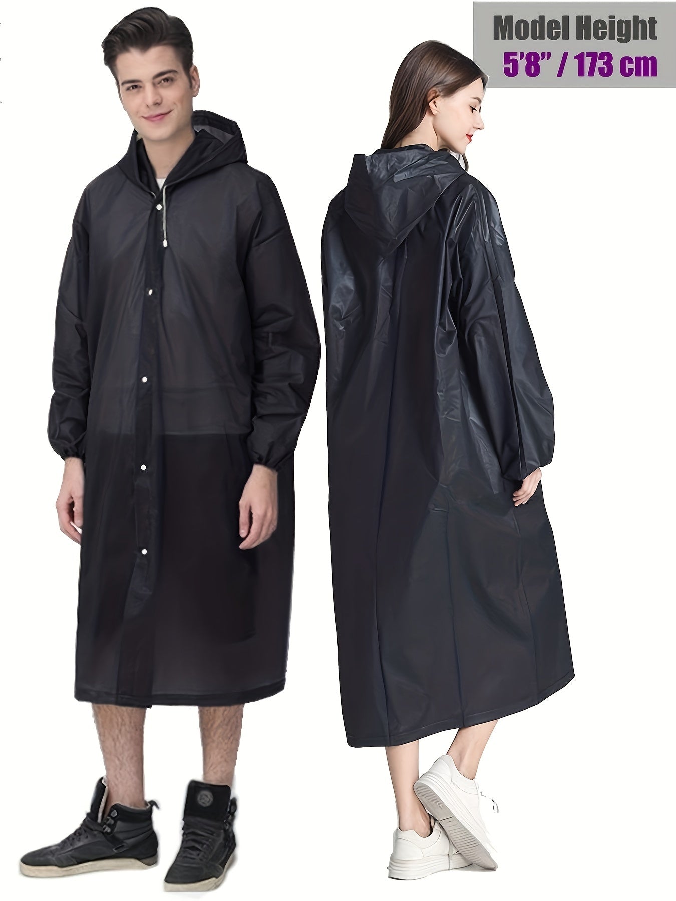 Reusable Portable Rain Poncho With Hood for Outdoor Activities
