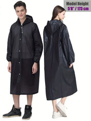 Reusable Portable Rain Poncho With Hood for Outdoor Activities