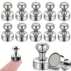 12pcs Strong Fridge Magnets Whiteboard Silver Push Peg Magnets