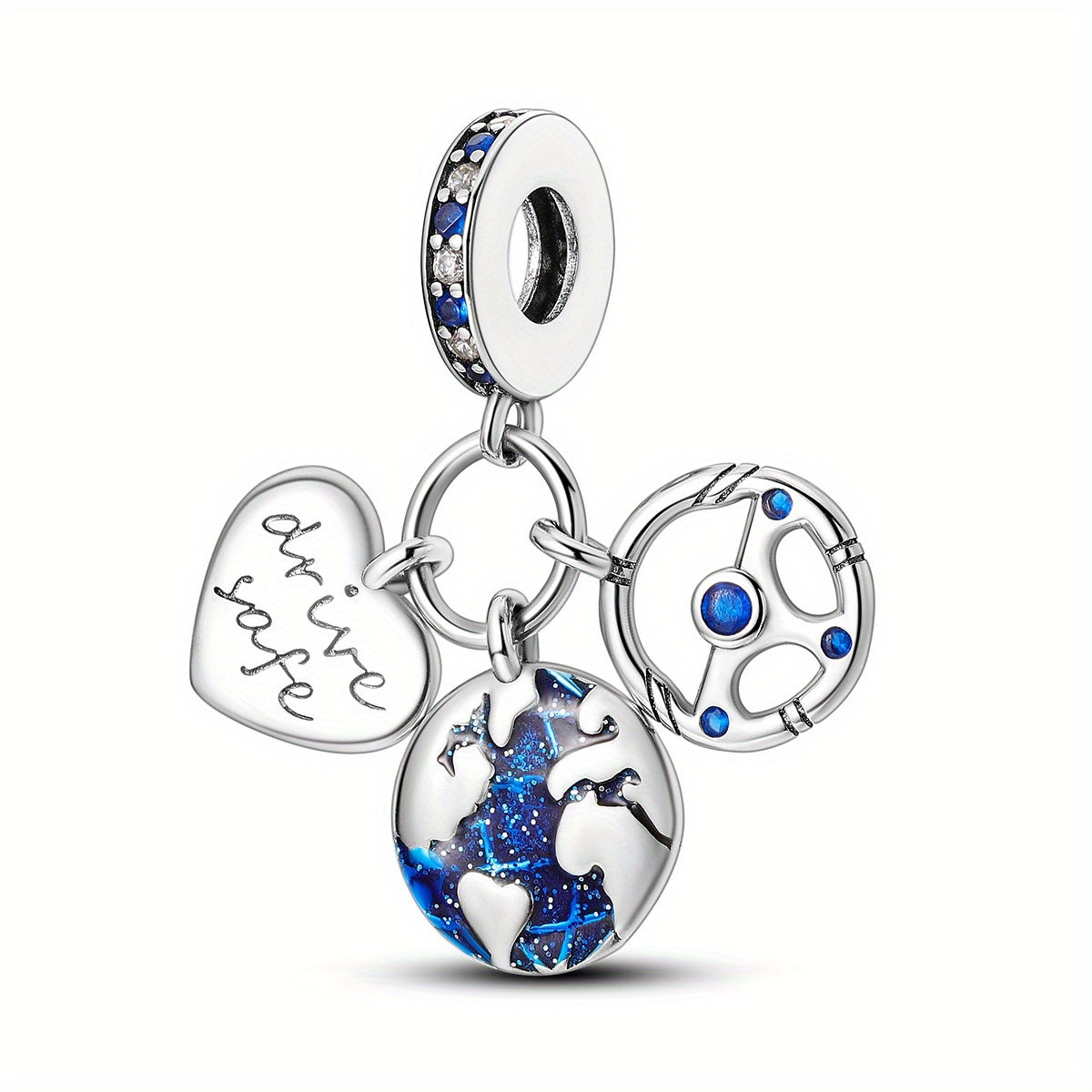 Travel Airplane Passport Earth Bead Dangle Charm Jewelry Beads