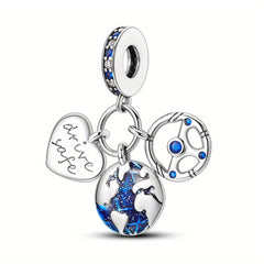 Travel Airplane Passport Earth Bead Dangle Charm Jewelry Beads