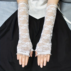 Lace Ruffles Sleeves Long Gloves for Women