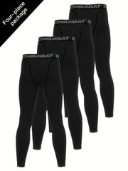 Men's Solid Leggings Active Quick Dry Compression Pants For Outdoor Running