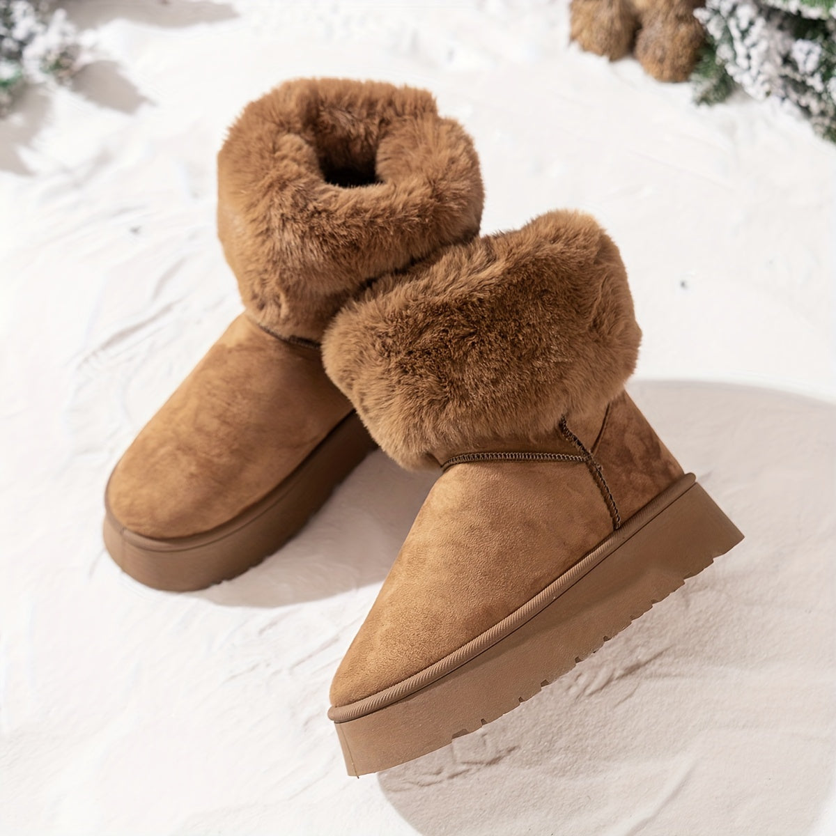 Women's Plush Lined Thermal Snow Boots Non Slip Winter Warm Shoes