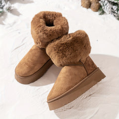 Women's Plush Lined Thermal Snow Boots Non Slip Winter Warm Shoes