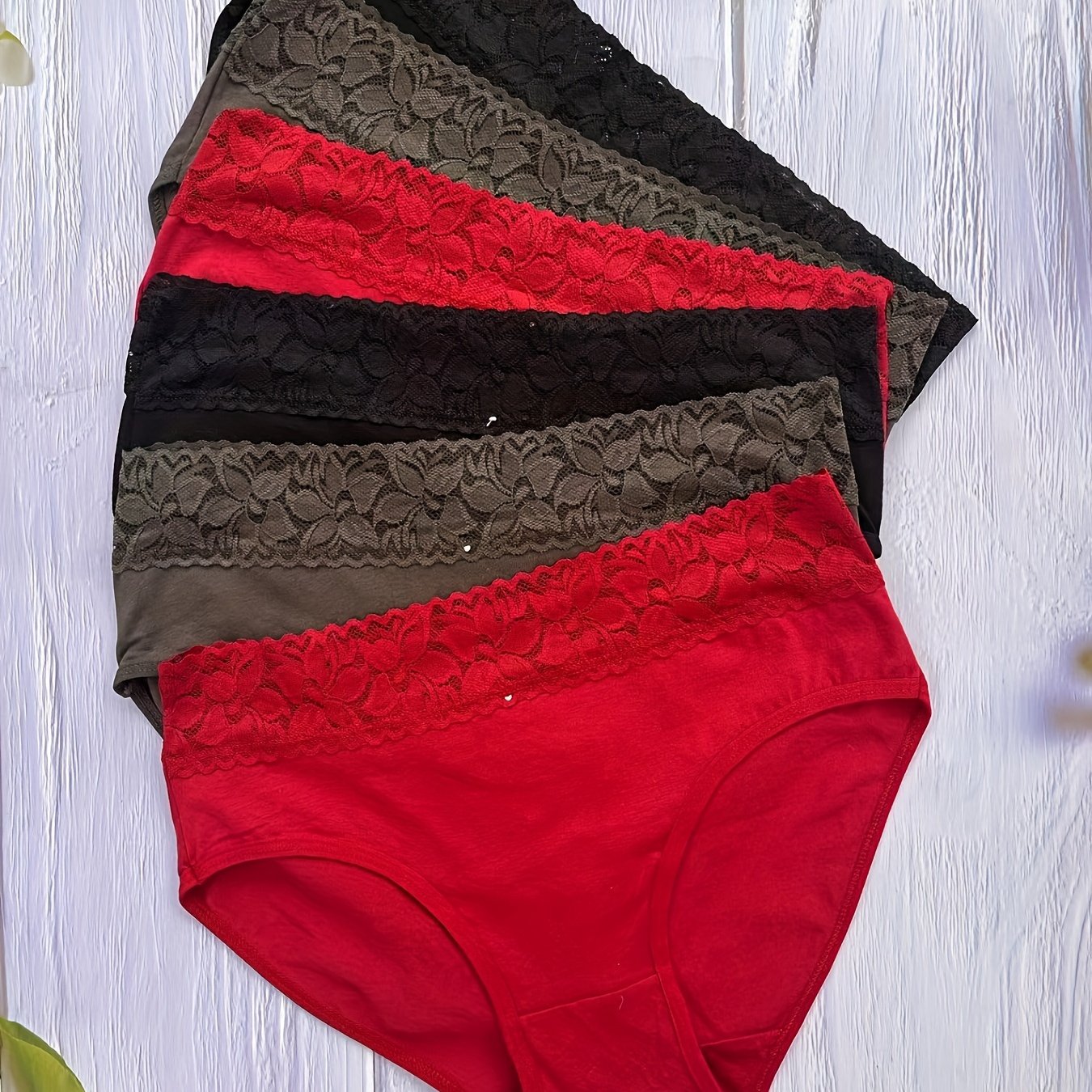 6pcs Lace Stitching Briefs Comfy & Breathable Intimates Panties