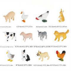 Mini Farm Wild Animal Doll Set Cow Rabbit Sheep Educational Toy Gift