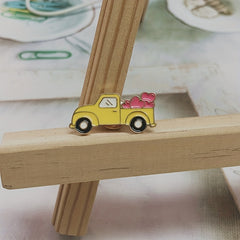 Cartoon Car with Red Hearts Enamel Pin Brooch for Clothing Bags Jackets Hat
