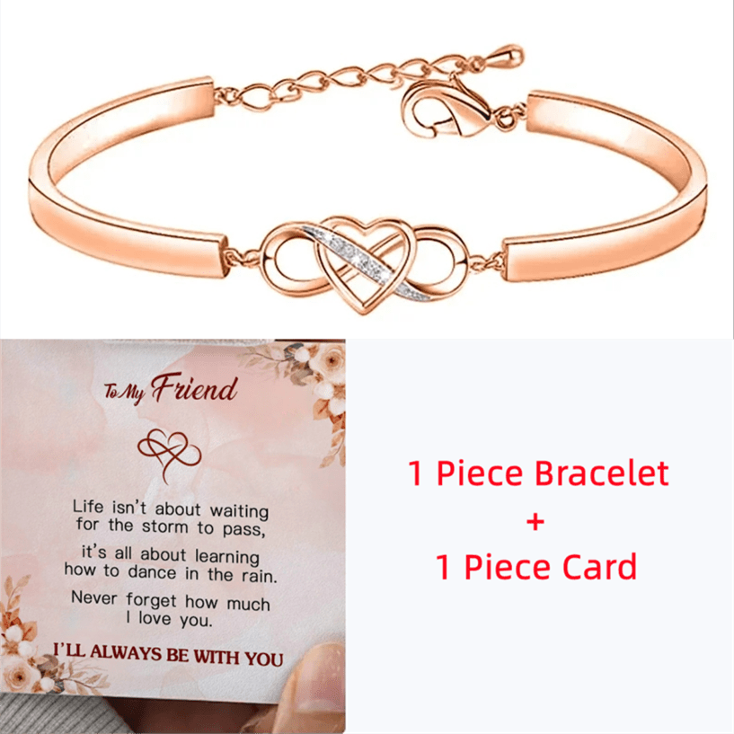 Heart Infinity CZ Bangle Bracelet w/Gift Card