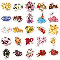 50pcs Colorful Snake Cartoon Series Stickers for Phone Laptop Helmet Skateboard