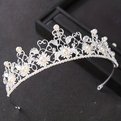 Vintage Baroque Sunflower Crown Tiara Bridal Faux Pearl Hair Accessories