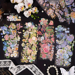 3sheets Hot Stamping Stickers Plants Flowers Scrapbook Diary Album