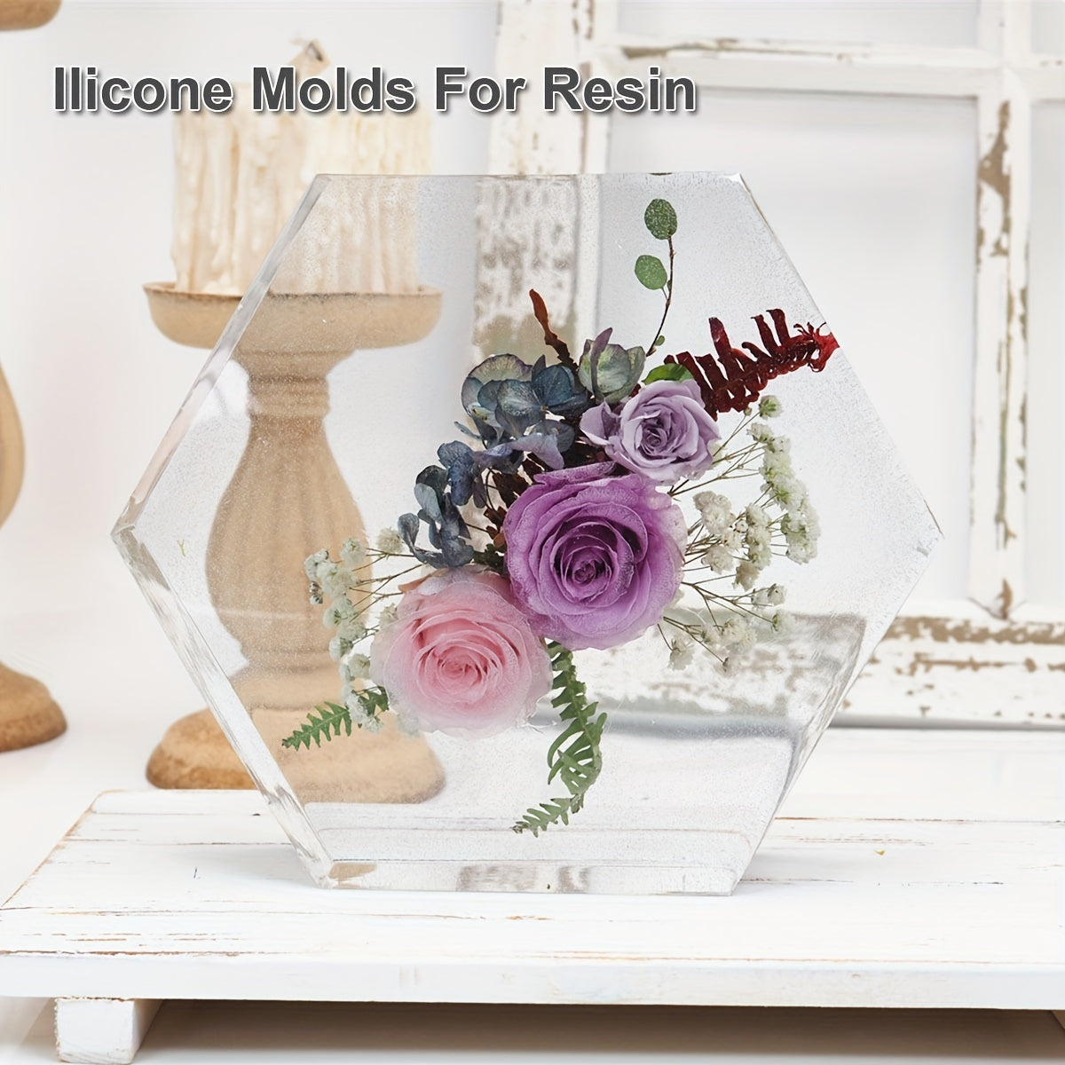 Silicone Epoxy Resin Molds Hexagon Heart Shape DIY Flower Preservation Art Craft