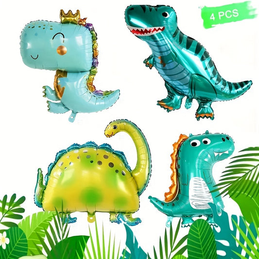 4pcs Dinosaur Foil Balloons Birthday Party Decoration Inflatable Animal Balloons