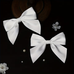 Satin Bowknot Hair Clip Back Head Hair Clip Non slip Duck Billed Clip