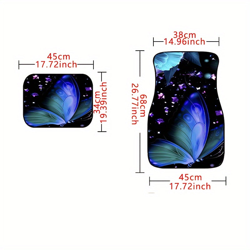 4pcs Galaxy Butterfly Car Floor Mats Water Absorbent Non Slip