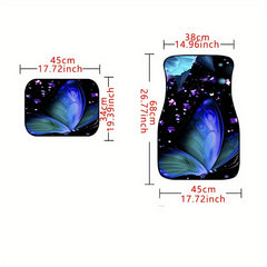 4pcs Galaxy Butterfly Car Floor Mats Water Absorbent Non Slip