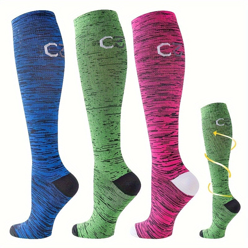 C3 Compression Socks For Women Men Nursing Running Travel Knee High Socks