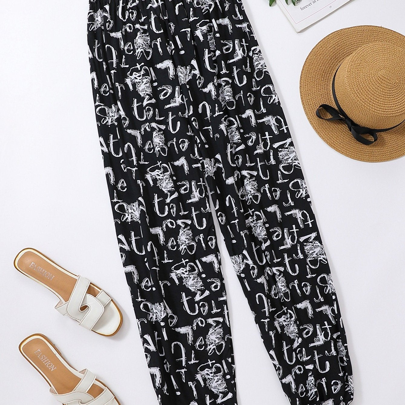 Loose Letter Graffiti High Waist Bloomers Pants