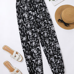 Loose Letter Graffiti High Waist Bloomers Pants