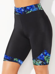 Tropical Print High Waist Biker Shorts