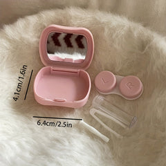 Heart Lens Cases 5 In 1 Travel Lens Box With Mirror Tweezers Remover Tool