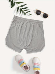 Drawstring Solid Shorts Casual Elastic Waist Women's Clothing