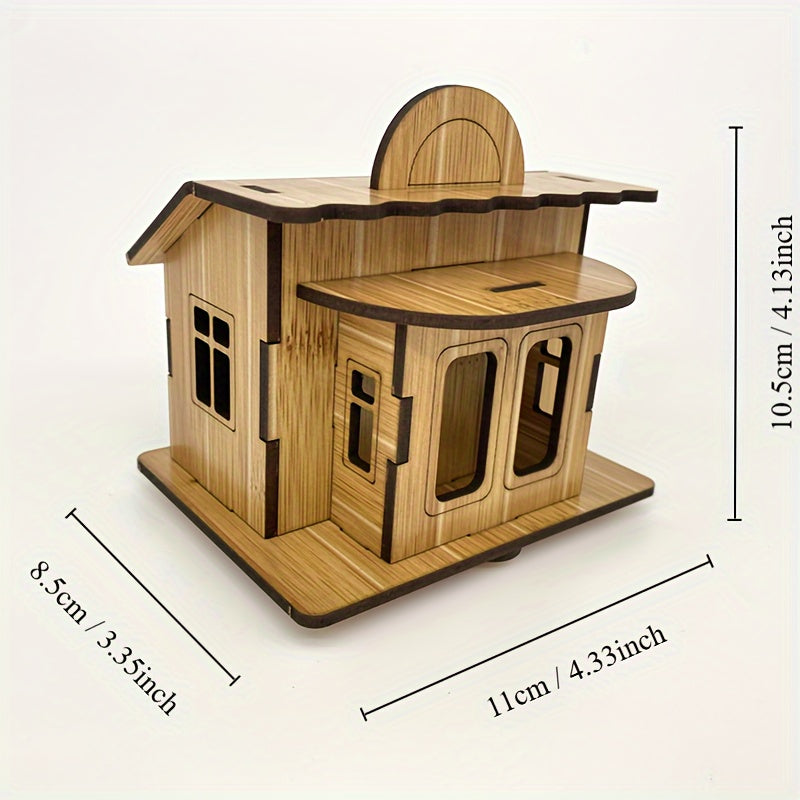 Wooden 3D Puzzle Architectural Model DIY Laser Cutting Kit Educational