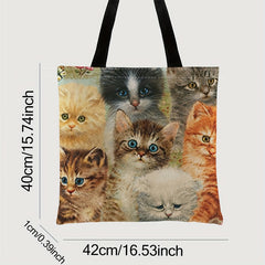 Cat Print Tote Bag Large Travel Beach Shoulder Bag