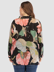 Women's Floral Print Button Up Long Sleeve Blouse